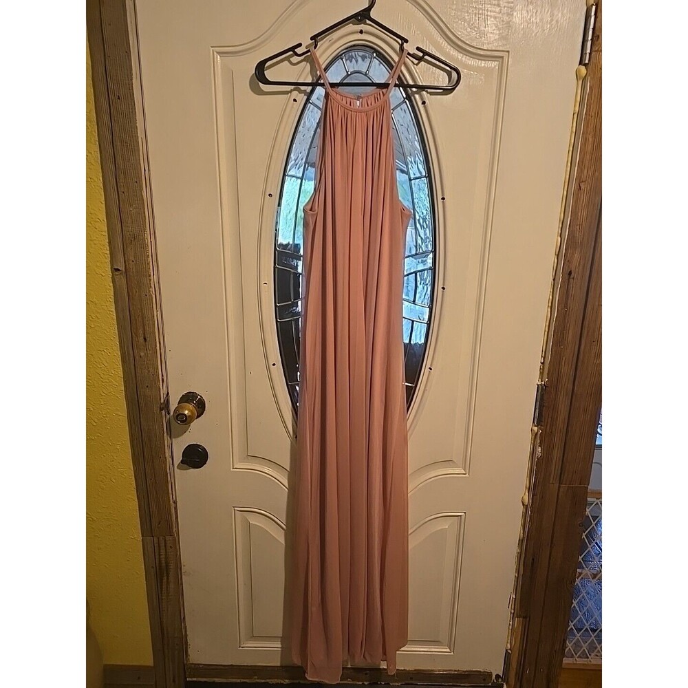 David’s Bridal High Neck Bridesmaid Dress - Size 16 Rose Gold Formal
